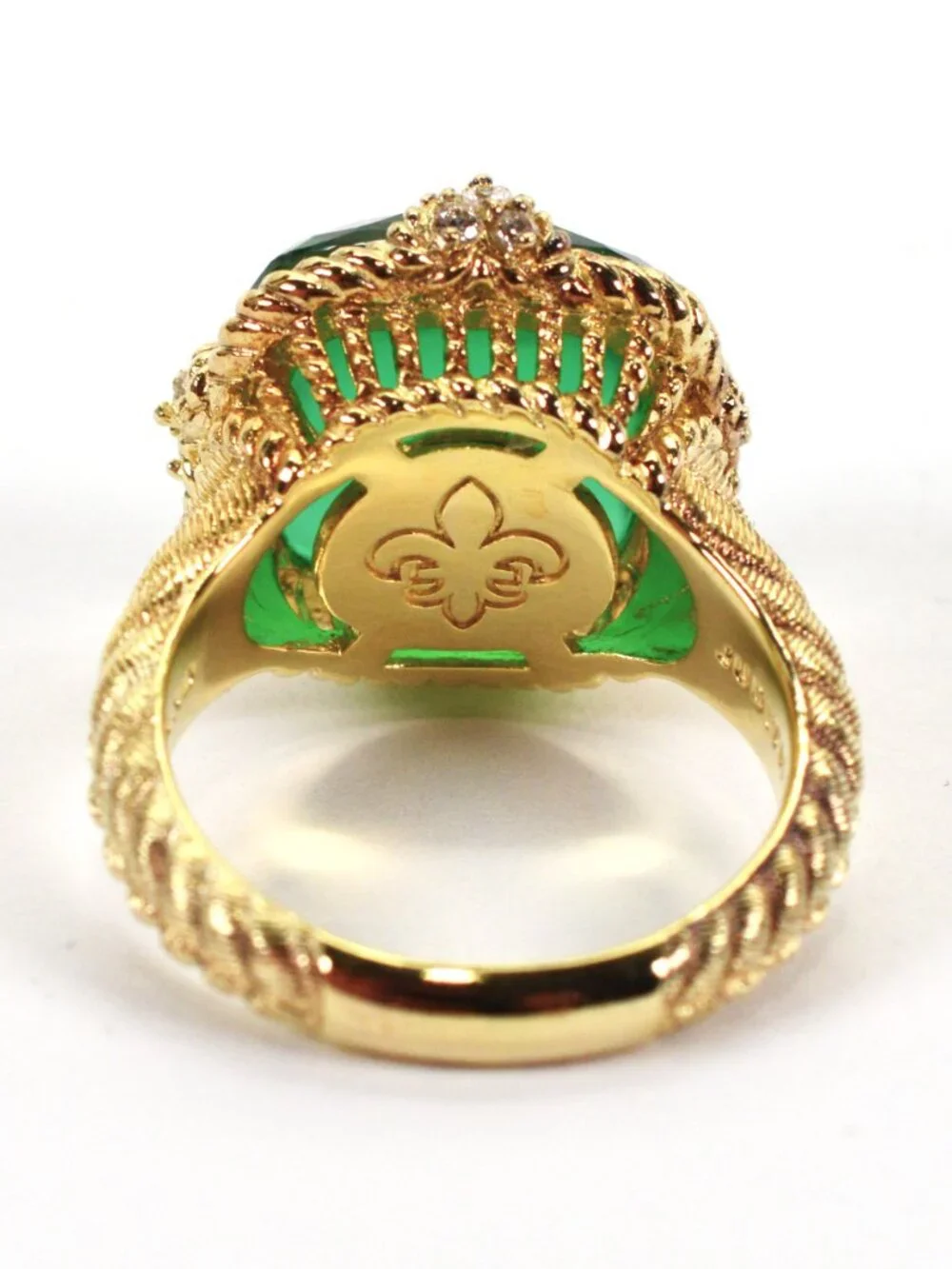 Judith Ripka Gold Plated Sterling Silver Green Goddess Cocktail Ring Sz 9